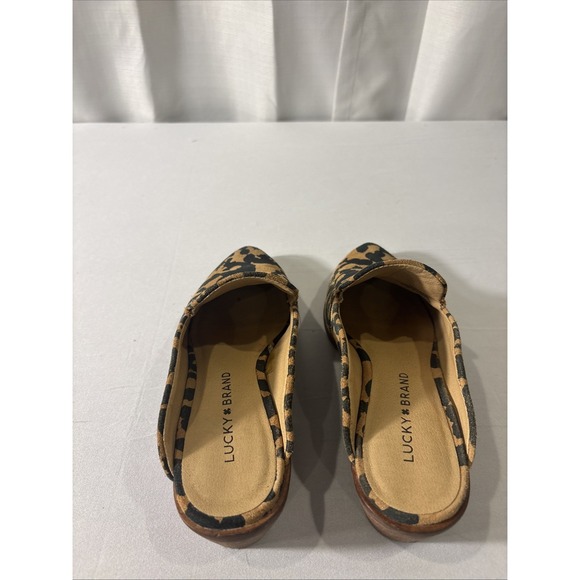 LUCKY BRAND Margrete Cheetah Print Suede Leather Mules Clogs 6M - Picture 3 of 8